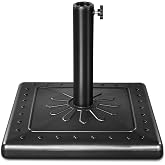 FRUITEAM 24 lbs Pre-Filled Square Patio Umbrella Base Black | Umbrella Stand Heavy Duty Market Umbrella Base Stand for Patio, Outdoor, Swimming Pool