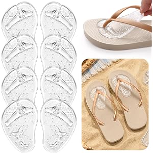 4Pairs Gel Metatarsal Pads for Thong Sandanls, Self-Adhesive Forefoot Cushion Inserts, Reusable Anti-Slip Shoes Cushion Insol