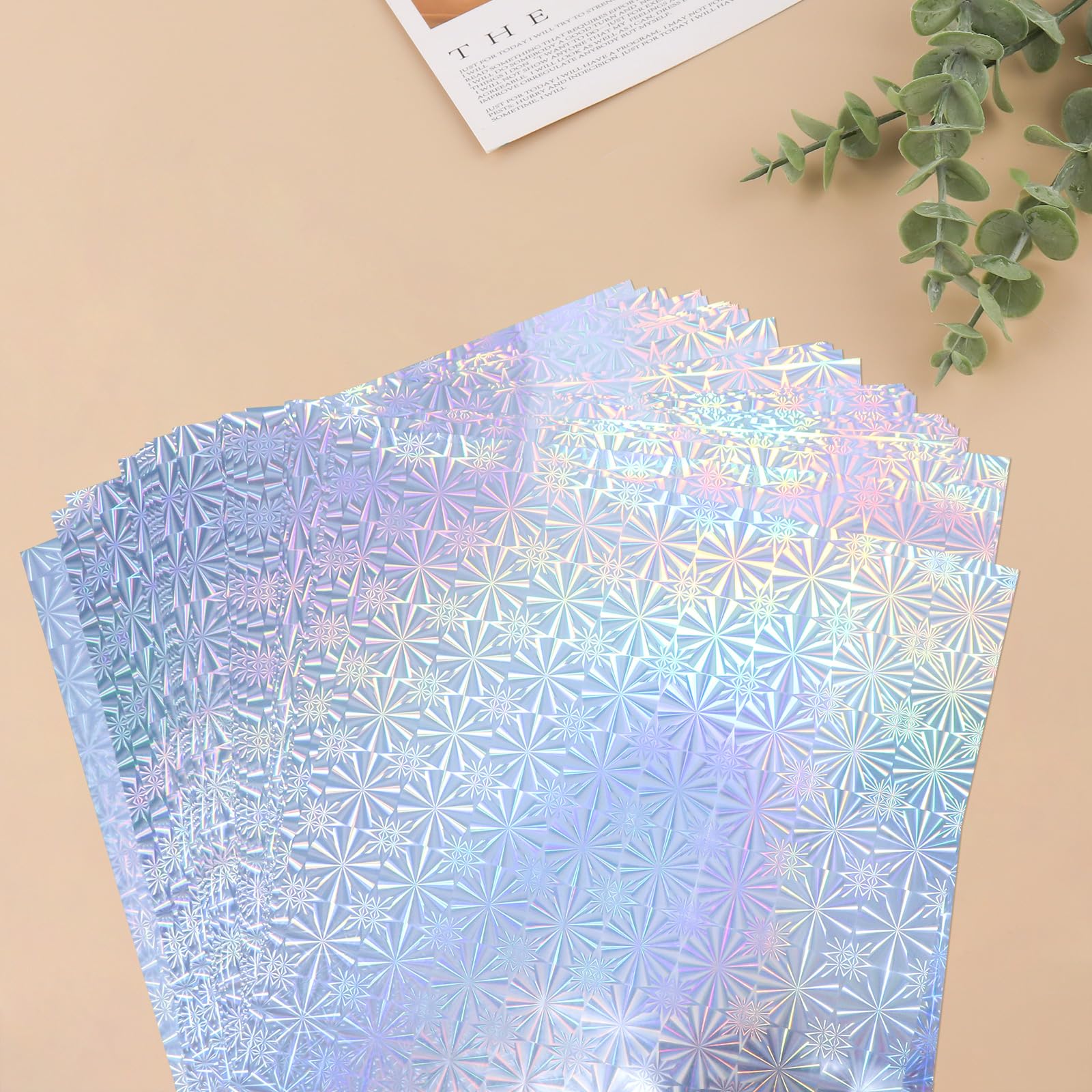 Briartw 20x29cm Hot Foil Paper 50 Sheets Pack Toner Reactive Foil Hot Stamping Foil Paper by Laser Printer and Laminator for Scrapbooking Craft Cardmaking DIY Album (Silver Snowflake, 50 Sheets)