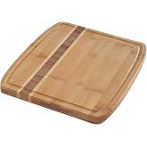 Norpro 12x10-Inch Bamboo Cutting Board with Juice Catching Groove, Brown (7637)