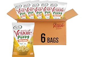 Sensible Portions Veggie Puffs, White Cheddar Flavor, Gluten-Free Chips, 3.75 Ounce Bag, 6-Pack