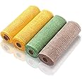 Chuangdi 4 Rolls Spring Summer Poly Burlap Mesh Poly Burlap Deco Ribbon Mesh Roll for Easter DIY Flower Wreath Garland, 10 Inch