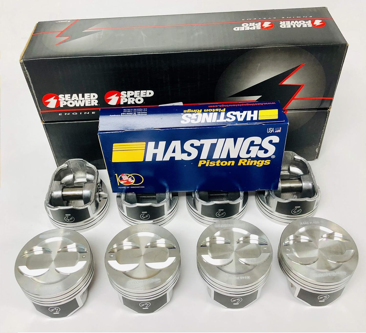 Sealed Power Hypereutectic Pistons & Moly Rings Combo