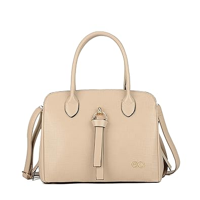 E2O Solid Beige Satchel With Long Belt