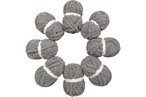 HouseABC Chunky Yarn for Hand Knitting Soft Jumbo Bulky Fluffy Yarn for Crocheting Blanket Scarf DIY 8 Pack (Grey, 28yds, 8 O
