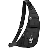 NICGID Sling Bag Chest Shoulder Backpack Crossbody Bags Casual Daypack for Men Women (Black-013)