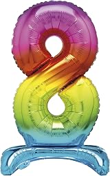 Unique Rainbow Standing Number 8 Foil Balloon 30 Inches Party Balloon