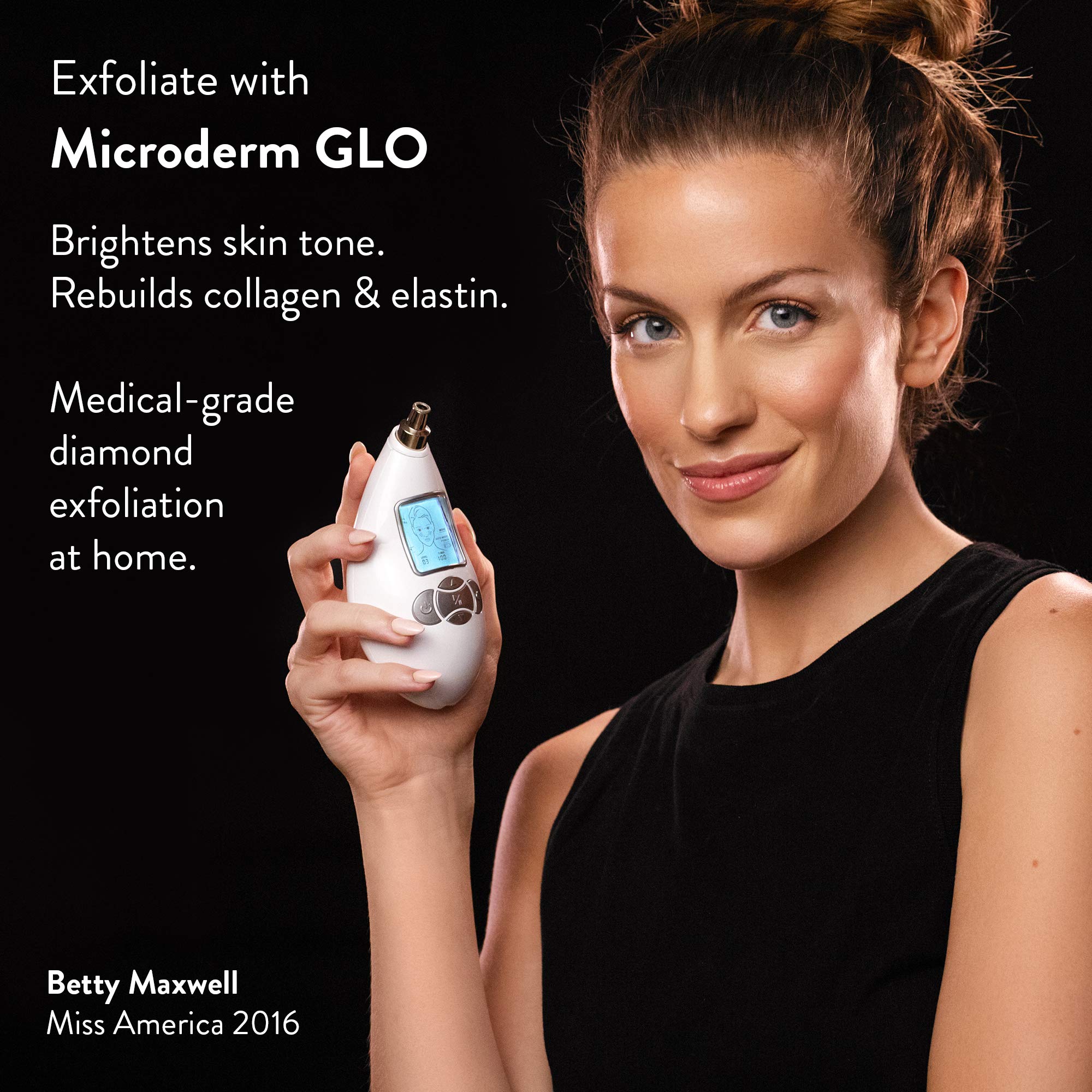 Microderm GLO Complete Skincare Package Includes Diamond Microdermabrasion System, Premium, Fine, Massage Tips, 10mm Filters 100 pack, Peptide Complex Serum & Sonic Facial Cleansing Brush (White)