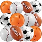 16" Inflatable Sports Beach Balls Variety Pack (12 Pcs) - 3 of Each - Basketball, Baseball, Football, Soccer Beach Balls for Sports - Themed Parties, Pool Toys, Birthday Decorations, and Party Favors