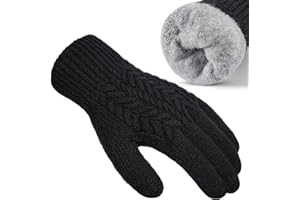 Pleneal Women Winter Gloves, Touch Screen Knit Gloves with Thermal Soft Lining Dual-Layer Glove for Cold Weather