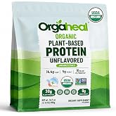 Orgaheal Organic Plant Protein Powder | Unflavoured | 30g Vegan Protein &amp; 5g BCAAs | Pea, Mung Bean &amp; Lentil Protein Blend | Gluten Free, No Added Sugar | 34.5 Oz