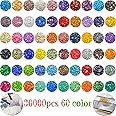 QYING 30000 Pieces 60 Color Diamond Art Painting Beads,Flat Bottom Round Resin Rhinestones for Diamond Art Painting Accessories, Round Drills for 5D Diamond Art DIY Craft