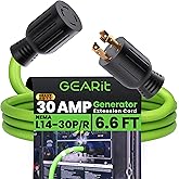 GEARit 30-Amp Generator Extension Cord, 120/250-Volt, 4-Prong, 7500W, NEMA L14-30P/L L14-30R, 10 Gauge SJTW Locking Power Cor