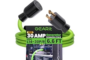 GEARit 30-Amp Generator Extension Cord, 120/250-Volt, 4-Prong, 7500W, NEMA L14-30P/L L14-30R, 10 Gauge SJTW Locking Power Cor