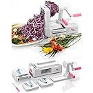WonderEsque Zoodle Maker Vegetable Spiralizer - Veggie Spiral Slicer - Zucchini Spaghetti Noodle Pasta Maker - Includes Cleaning Brush and Spiralizer Recipes EBook - More Compact