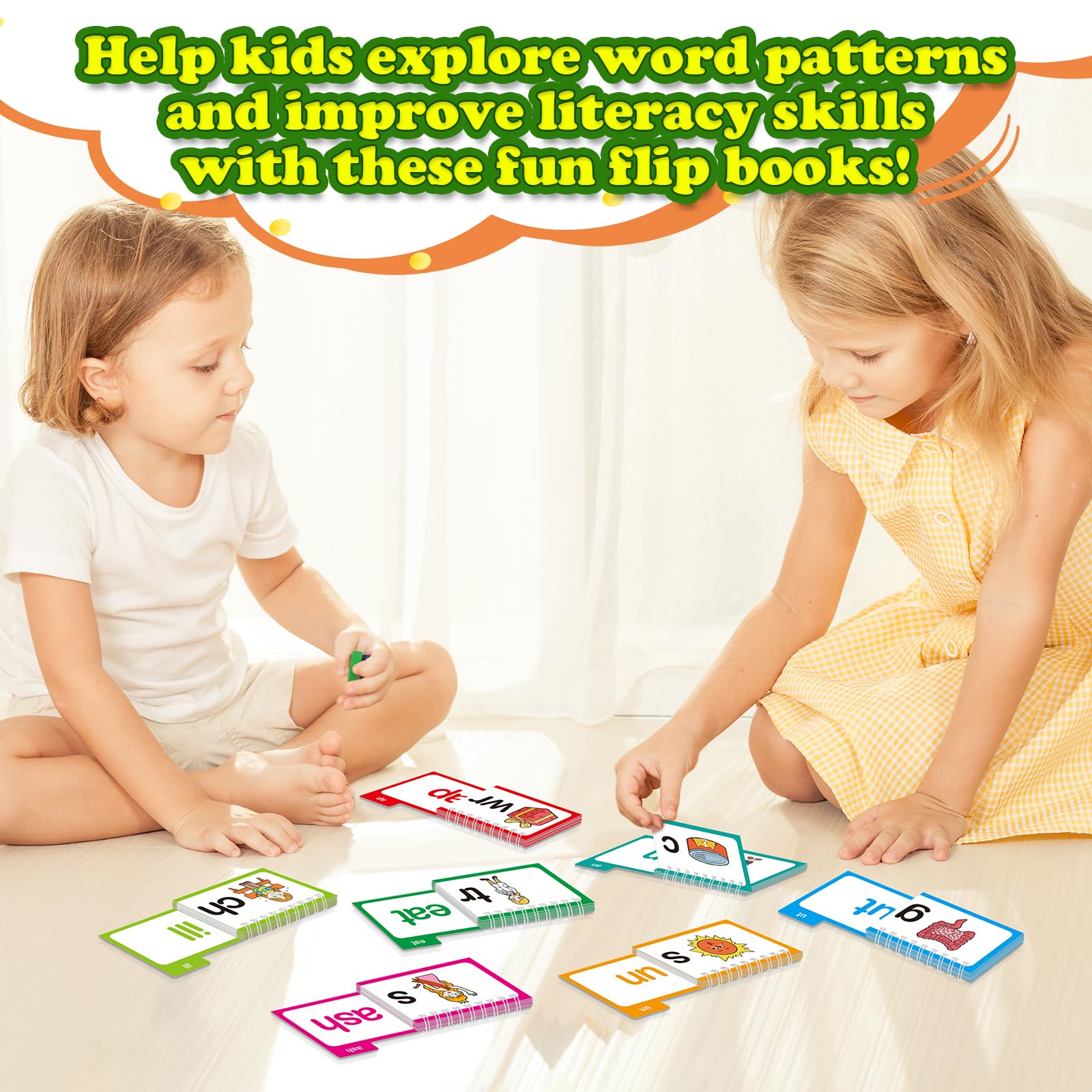 Word Families, Letter Sounds Flash Cards, ABC Vocabulary Flashcards, Kindergarten Sight Word Flash Cards, Learn to Read Phonics Cards, Read and Rhyme Flip Activity Book, Reading Games