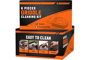 AWEASROY 12-Piece Griddle Cleaning Kit for Blackstone, Flat Top Grill Cleaning Kit Non-Scratch Scouring Pads for Kitchen - 10 Scrubber Pads and 2 Handles