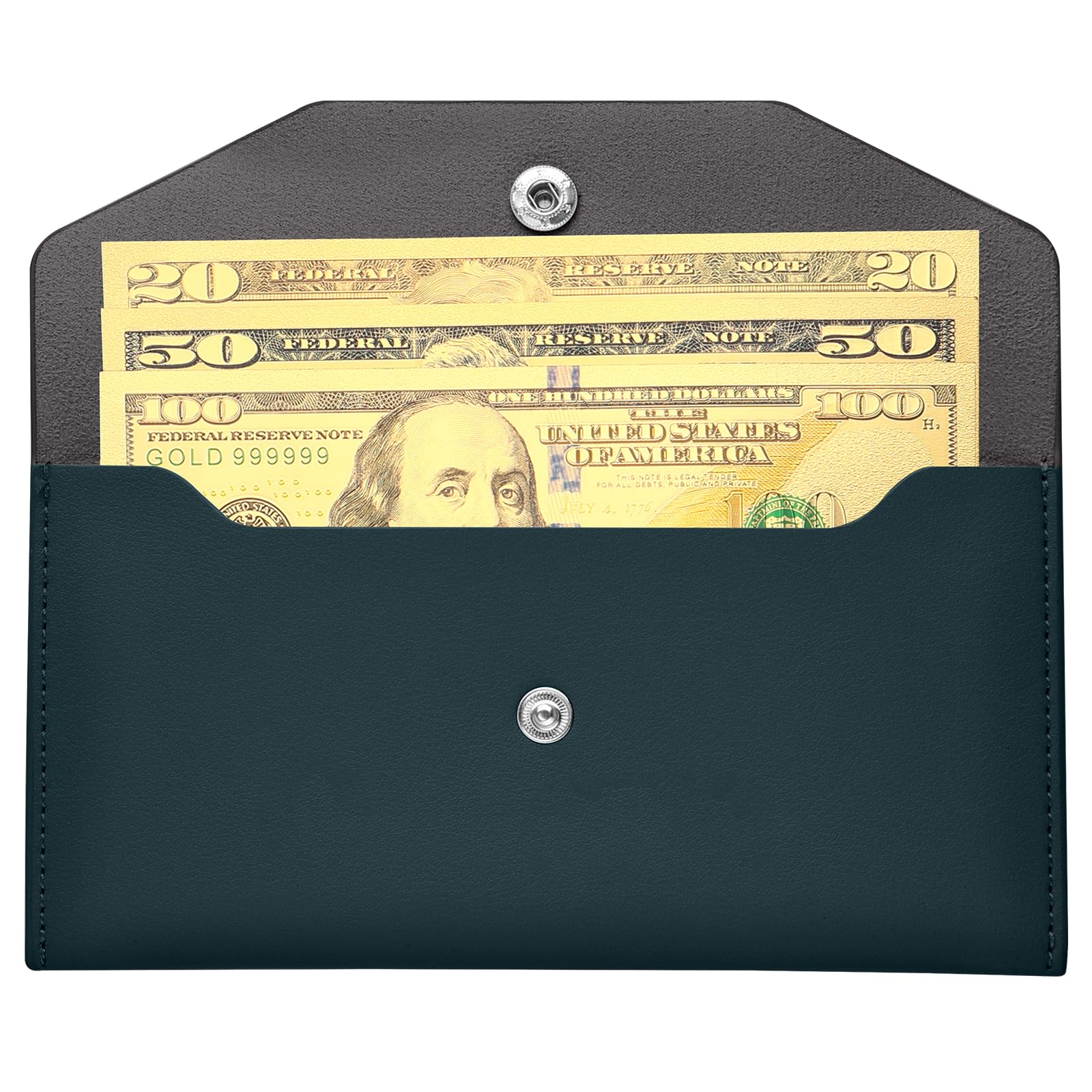 Molain Cash Envelopes PU Leather, Reusable Waterproof Budget Envelopes Cash Wallet 6.9x3.5 in (Blue)