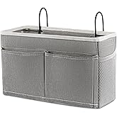 Retyion Bedside Caddy Bedside Hanging Storage Basket Bed Caddy for Headboards Bunk Dorm Rooms Crib Beds Rails Organizer (Grey)