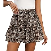 LOMMOJ Shorts for Women Summer Casual Ruffle Chiffon Skorts Boho Mini Skirts
