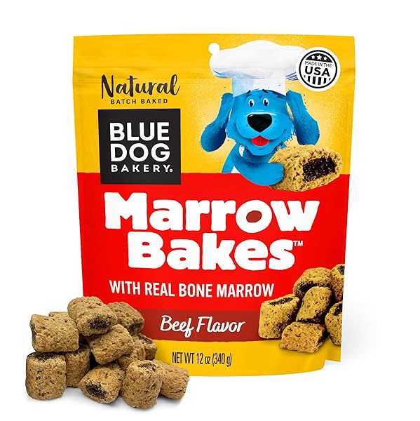 BLUE DOG BAKERY MARROWBAKES SNACKS | SMALL, CRUNCHY BEEF FLAVOR TREAT | NATURAL HEALTHY DOG TREATS, 12 OZ (PACK OF 1)