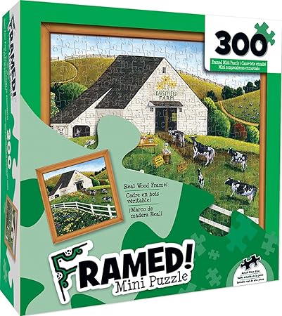 MasterPieces Wood Framed Daisy Field Farm Mini 300 Piece Framed Jigsaw Puzzle by Art Poulin
