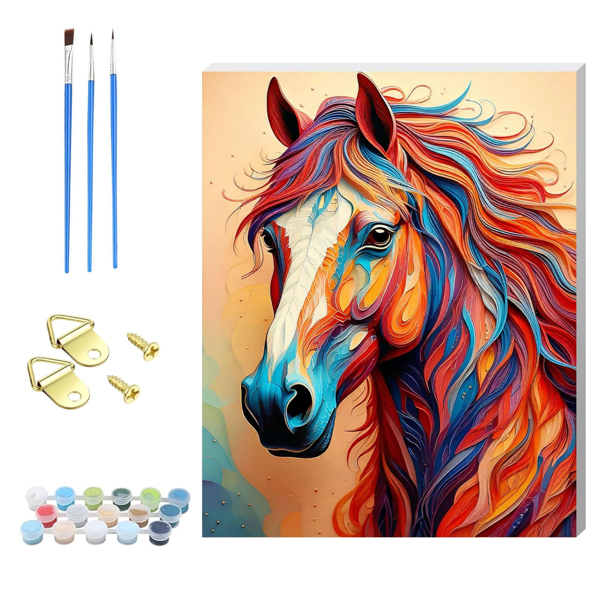 HEFEIS Adults Paint by Number Kits,Framed Painting by Numbers Kits on Canvas,Color by Numbers Adult Acrylic Watercolor Gifts for Friends Wall Decor (Horse)