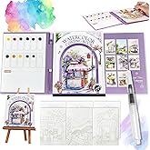 2026 New Creative Stress Relief Kit Watercolor Painting Book,3-Fold Water Color Pad,Mini Watercolor Workbook Travel Set for Beginners and Enthusiasts (Street Scene)