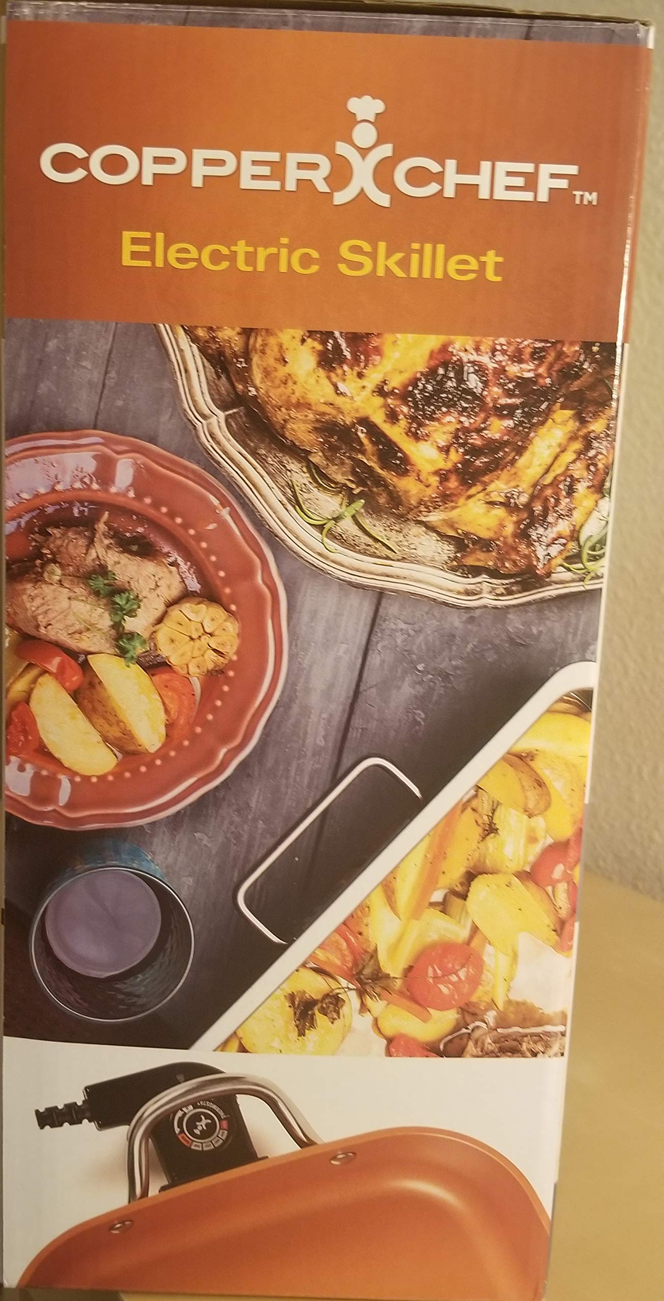 Copper Chef Deluxe 16" Electric Skillet with Stainless Steel Handles Buffet Server For