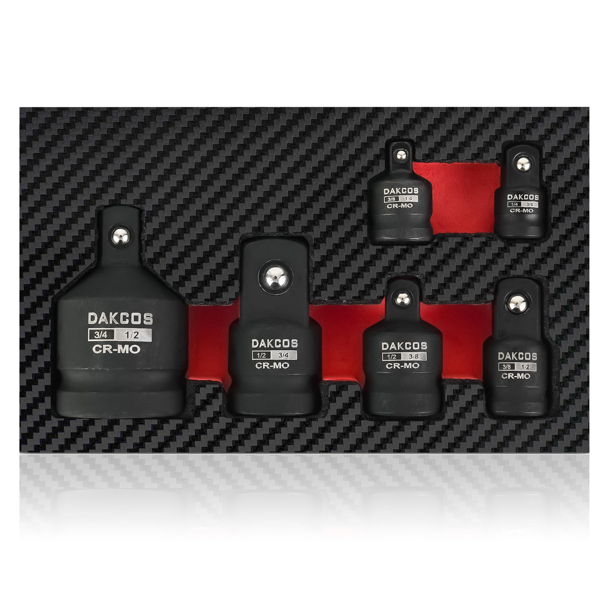 DAKCOS 6 PCS Impact Socket Adapter Set - 1/2" to 3/8", 1/4" to 3/8", 3/4" to 1/2" Convertor Adapter Set Fits Impact Driver, CR-MO โ image 1