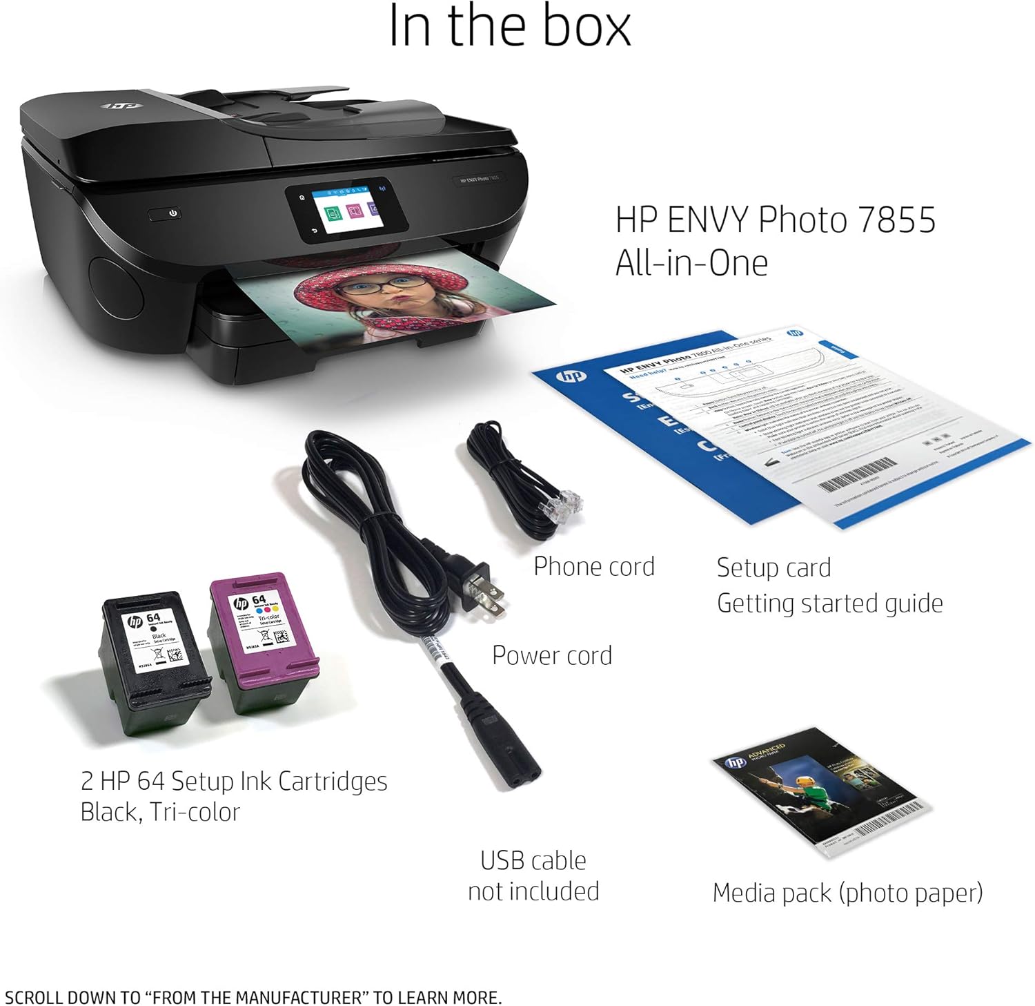 HP ENVY Photo 7855 All in One Photo Printer with Wireless Printing, HP Instant Ink ready, Works with Alexa (K7R96A): Electronics