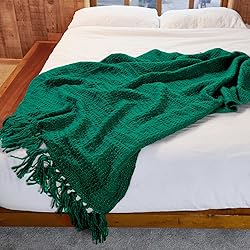 ZIGGUO Thick Chunky Green Knitted Throw Blanket for