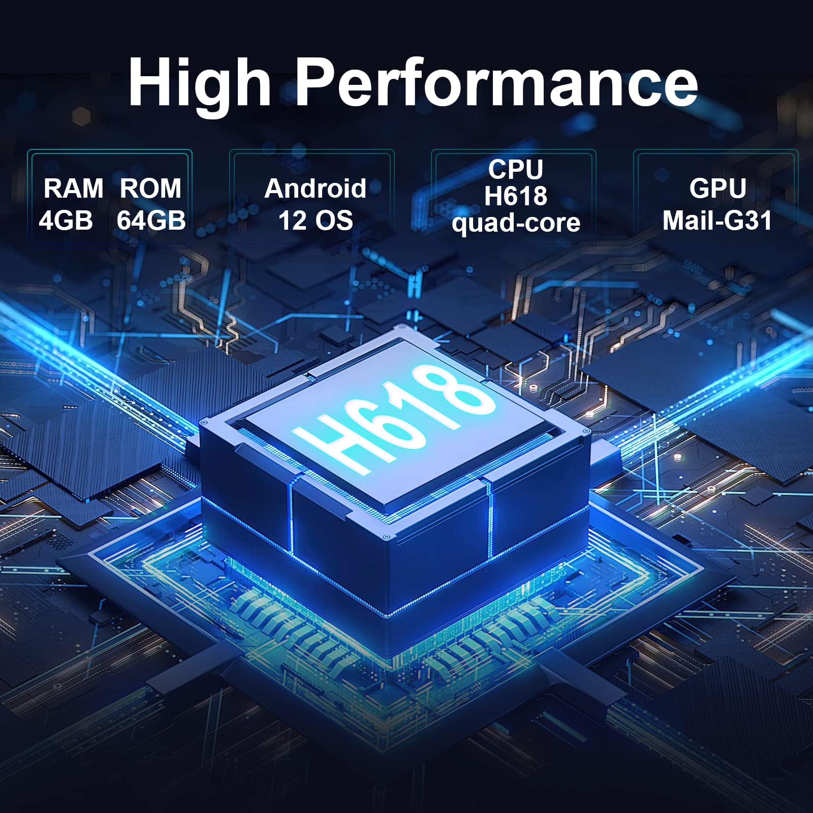 Android TV Box 12.0 4GB ROM 64GB RAM TV Box WiFi 6 2.4G 5.8G Android Box 2023 with H618 Quad-core Support 8K UHD HDR10 3D BT5.0