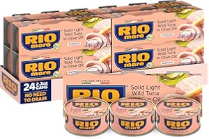 Rio Mare Premium Yellowfin Tuna with a Drizzle of Olive Oil, 2.3 Ounce Can (24 Pack), Italy's No.1 Tuna Brand, Wild Caught, High Protein Canned Tuna, No Draining Required