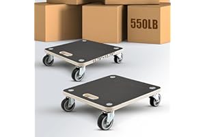 Double Rhombus Furniture Mover Dolly, 2 Pcs Square Wood Platform Dolly Heavy Duty 250kg Rolling Mover with 4 Wheels for Movin