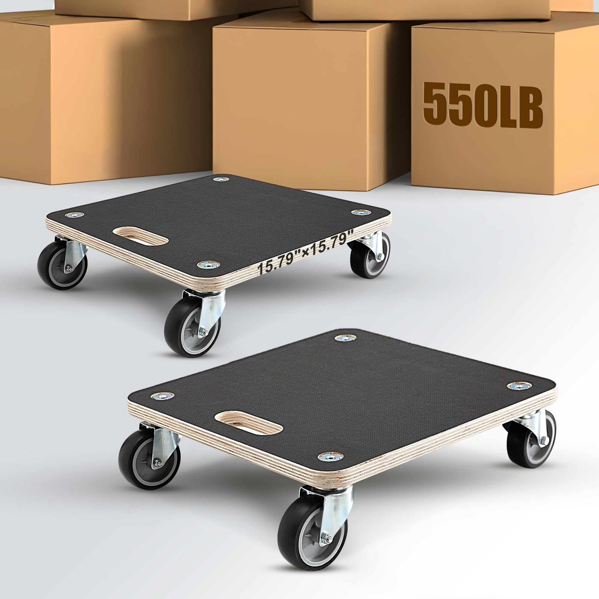 Photo 1 of (2 Pack) Heavy Duty 551LB Square Moving Dolly - 3" TPR Wheels, Sturdy Plywood Base, No Assembly - for Appliances, Boxes, Garage & Retail Use