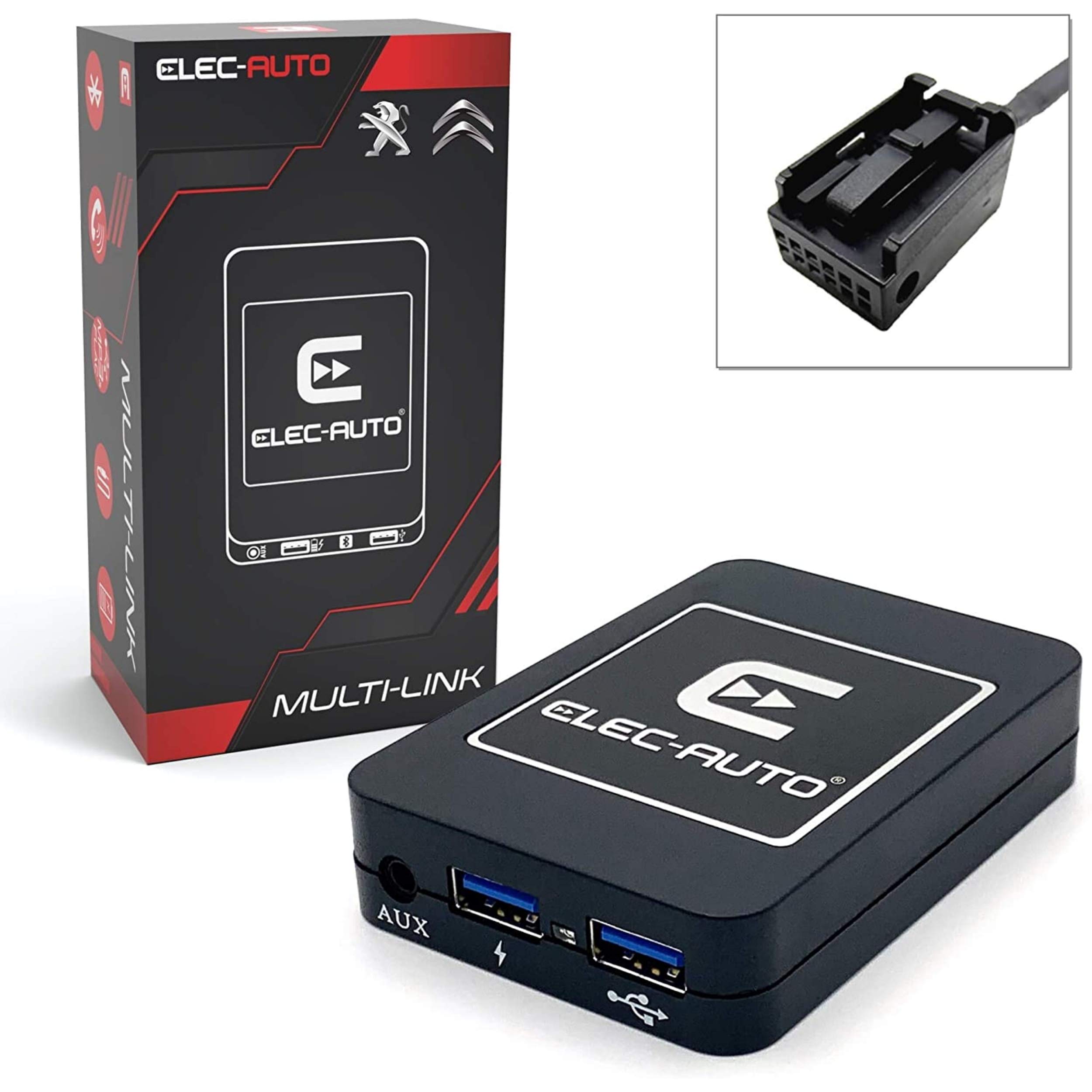 Bluetooth Interface USB MP3 Auxiliary for Peugeot Citroen with Quadlock Plug | Hands- Kit Streaming Audio | Charger | Jack Plug | Invisible Flush Mount | Car Radio — image 1