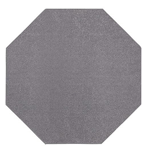 Home Queen Solid Color Grey Area Rug 4' Octagon Kitchen