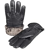 Zavelio Men's Shearling Lined Leather Gloves – Premium Sheepskin Warm Cold Weather Gloves