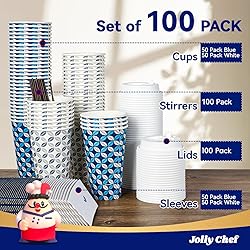JOLLY CHEF 16 oz Coffee Cups with Lids 100