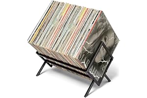 R RUIMEI Vinyl Record Holder, Holds 85-110 Vinyl Records, Triangle Iron Sheet Reinforcement, Vinyl Record Rack, Vinyl Record Storage, Books, Albums, Magazines, Office File Organization, Black