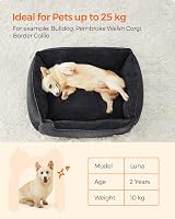Feandrea Dog Bed Linen-Look Sofa Bed with Raised Edges 90x75 cm Dark Grey view 9