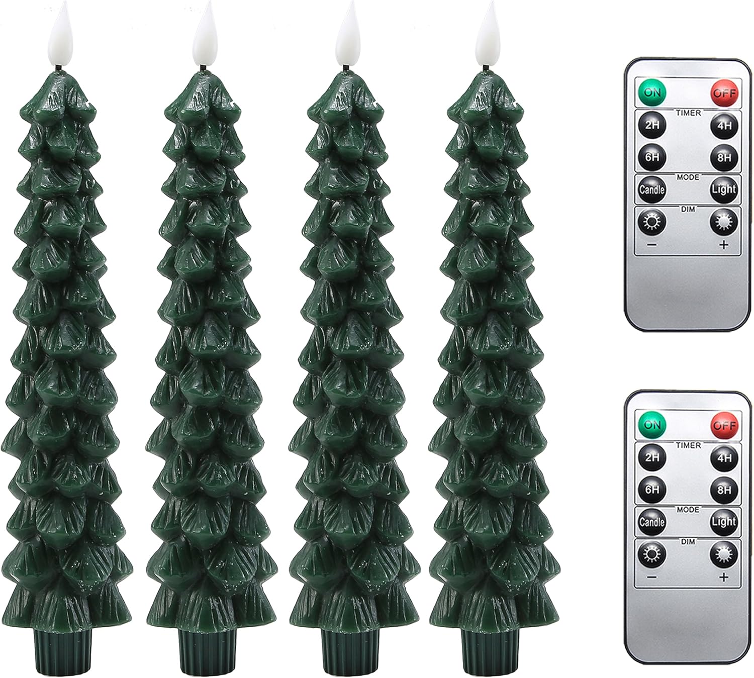 Lighting - Fo32won LED Flameless Taper Candles Battery Operated with Remote and Timer, Set of 4 Christmas Real Wax Window Candlesticks with 3D Flame Wick, 10 Inches Flickering Christmas Candlesticks