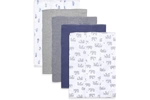 BURT'S BEES BABY Burts Bees Baby Infant Burp Cloths, 100% Organic Cotton Extra Absorbent Soft Fabric Drool Cloths, 5-Pack Newborn Must-Have Essential Large Burping Cloths, One Size 17 x 11.75 Inches