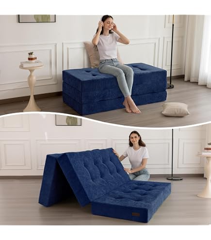 Amazon.com: MAXYOYO Foldable Sofa Couch Bed, 4 Inch Tufted Folding