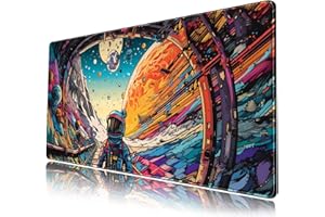 MECHANICAL CATTLE Strange Planet Mouse Pad Desk Mat Space Scene Large Gaming Mouse Pad Anime Desk Pad Mousepad XXL Extended Keyboard Mat Futuristic Spaceship Cosmic Adventure Mouse Mat 31.5''X15.7''