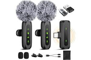 Jubolion Wireless Lavalier Microphone for iPhone, iPad, Android - 100FT Transmission, 360° Omnidirectional HD High Sensitivity Mic for Interview, Video Podcast, Vlog, YouTube, TikTokw (JMIC-01)