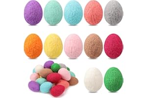 HOEMWARM 24 Pcs Colorful Felt Easter Eggs Bulk Basket Decor, Pastel Wool Felted Easter Eggs Spring Crafts Tree Hanging Ornaments for Easter Egg Hunt Surprise Egg Party Tiered Tray Decor