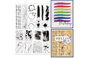 GLOBLELAND Stains Background Clear Stamps for DIY Scrapbooking Painting Brushes Silicone Clear Stamp Seals 21x14.8cm Transparent Stamps for Cards Making Photo Album Journal Home Decoration