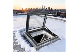 Viuseo Manual Skylight Window, Skylights for House Roof with Double Tempered Glass and Aluminum Alloy Frame, Roof Skylight for Home/Sun Room/Attic/Basement Daylighting